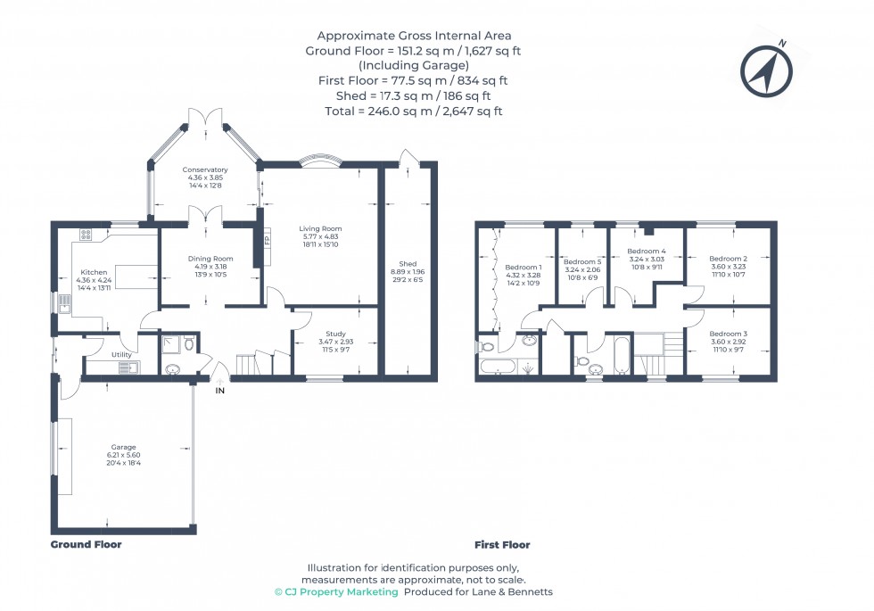 Floorplan for The Hollies, Shefford, Bedfordshire