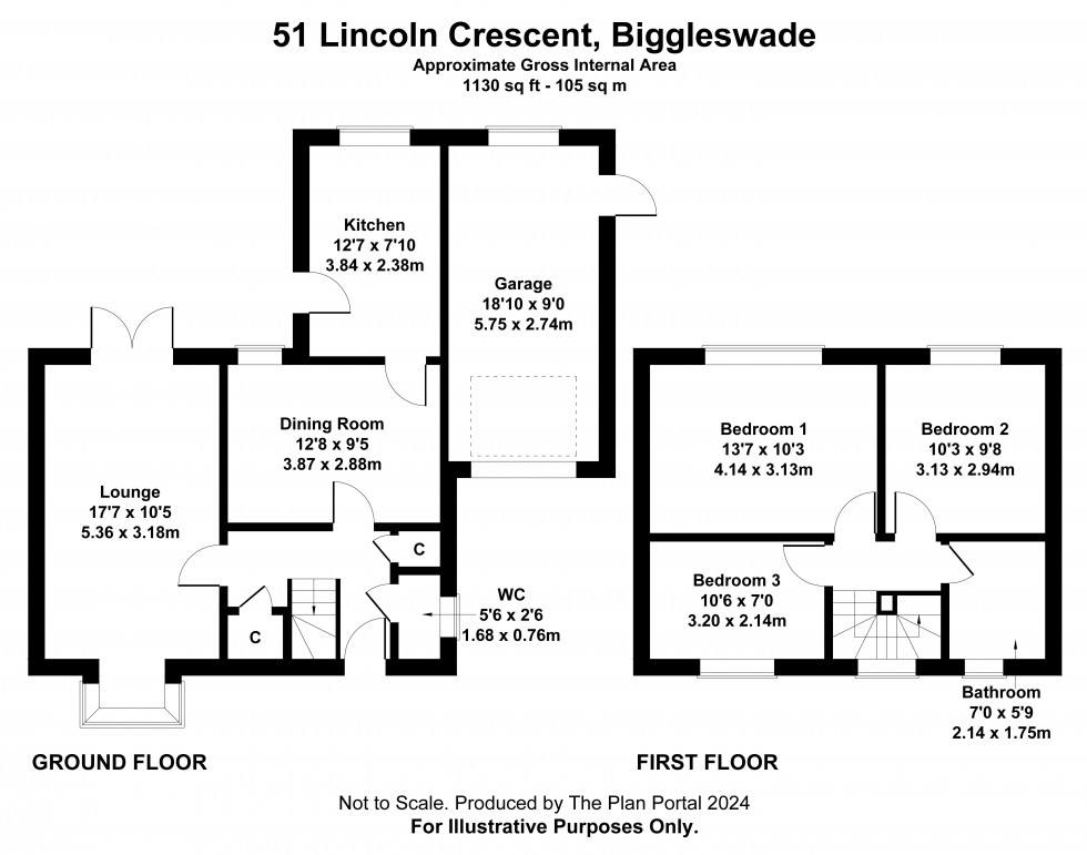 Floorplan for Lincoln Crescent, Biggleswade, Bedfordshire